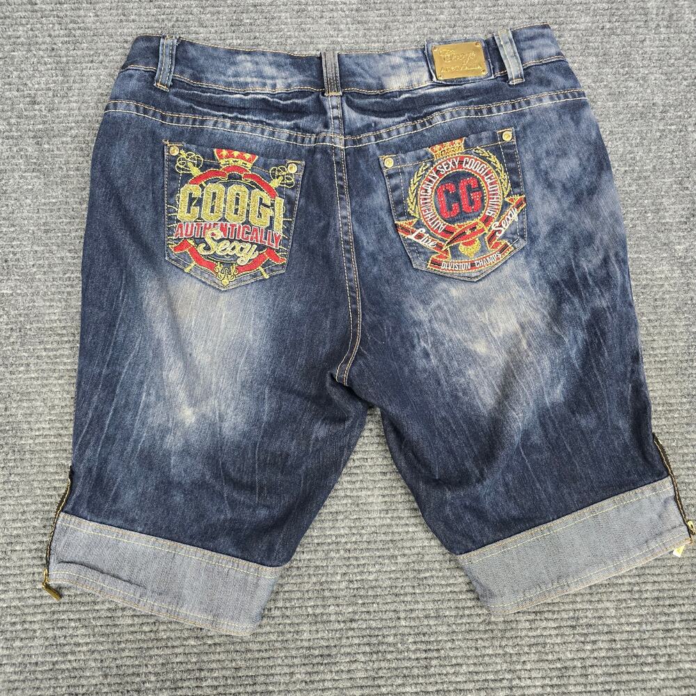 Vintage COOGI Embroidered Denim Shorts Womens 14W 32x12 Dark Wash Y2K Jorts